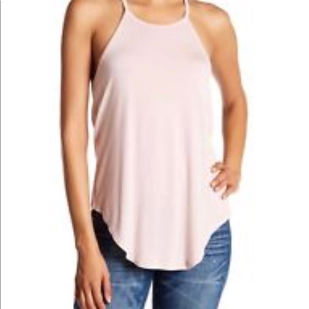 Haute Hippie Halter Neck Jersey Tank in Blush